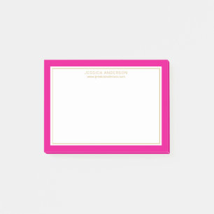 Elegant Girly Magenta Guld Gräns Personlig Post-it Block