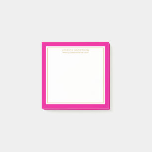 Elegant & Girly Magenta/White/Guld Personlig Post-it Block
