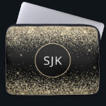 Elegant Girly Modern Guld Black Glitter Monogram Laptop Fodral<br><div class="desc">Guld och Black Faux Glitter och Gnistra Elegant Monogrammed Initialer Fodral. Fodral kan anpassas så att det omfattar ditt första och första namn.</div>