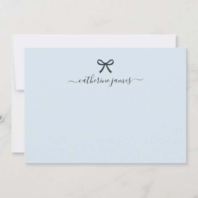 Elegant Girly Monogram Namn-skript Cute Light Blue Anteckningskort (Framsida)