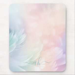 Elegant Girly Monogrammed Pastel Rainbow Feather Musmatta