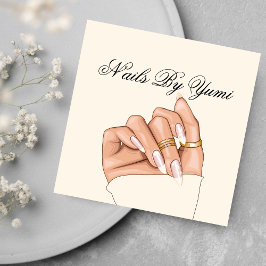 Elegant Girly Nail Salon Nail Technician Manicucia Fyrkantigt Visitkort