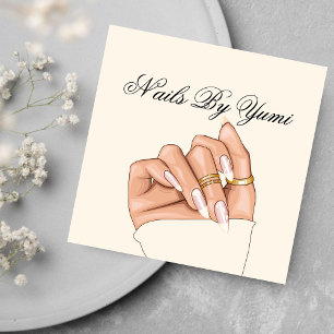 Elegant Girly Nail Salon Nail Technician Manicucia Fyrkantigt Visitkort