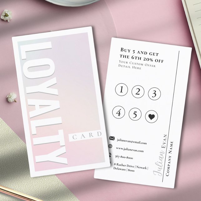 Elegant Girly Pastel Rosa Loyalty Card Visitkort (Skapare uppladdad)