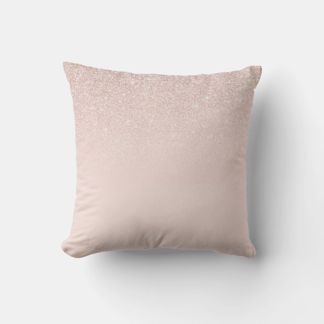 Elegant Girly Ro Guld Rosa Glitter Ombre Kudde (Framsida)