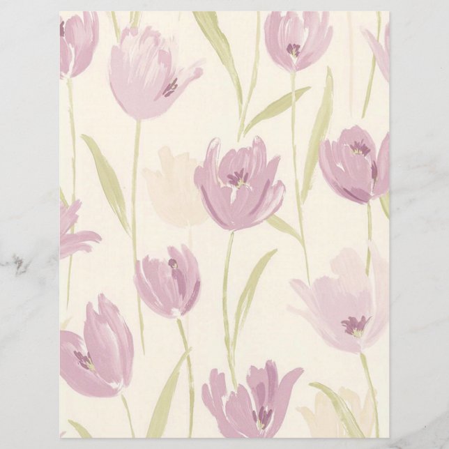 Elegant Girly Rosa Blommönster Scrapbook Papper (Framsida)