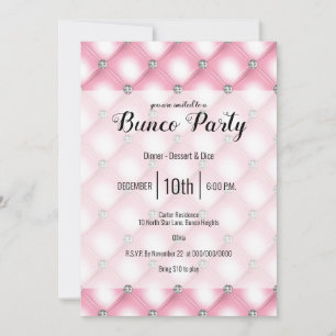 Elegant Girly Rosa Bunco Party Inbjudningar