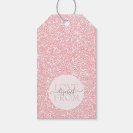 Elegant Girly Rosa Glitter DIY Namn Presentetikett