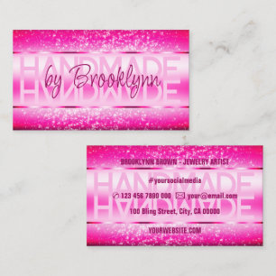 Elegant Girly Rosa Luxurious Gnistra Glitter Glam Visitkort