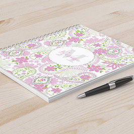 Elegant Girly Rosa Preppy Paisley Print Mönster Anteckningsbok