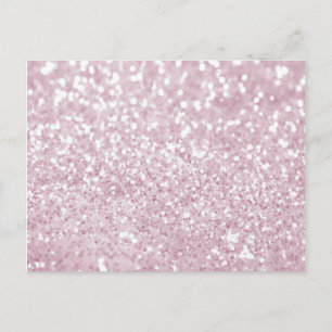 Elegant Girly Rosa White Faux Glitter Vykort