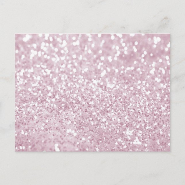Elegant Girly Rosa White Faux Glitter Vykort (Framsida)