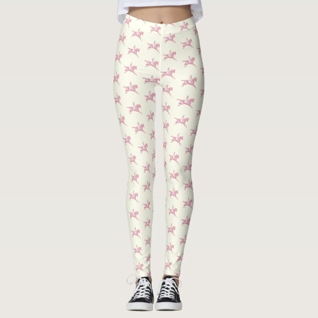 Elegant Girly Rosa White  Leggings (Framsida)