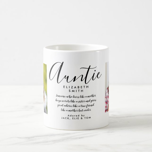 Elegant Girly Script Auntie Quote Photo Kaffemugg (Center)