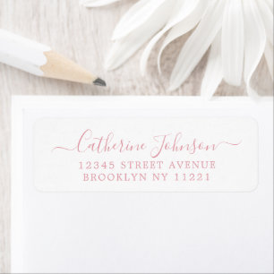 Elegant Girly Script Calligraphy Dusty Rosa Returadress Etikett