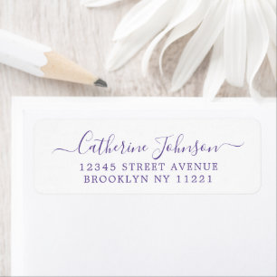 Elegant Girly Script Calligraphy Lila Violet Returadress Etikett