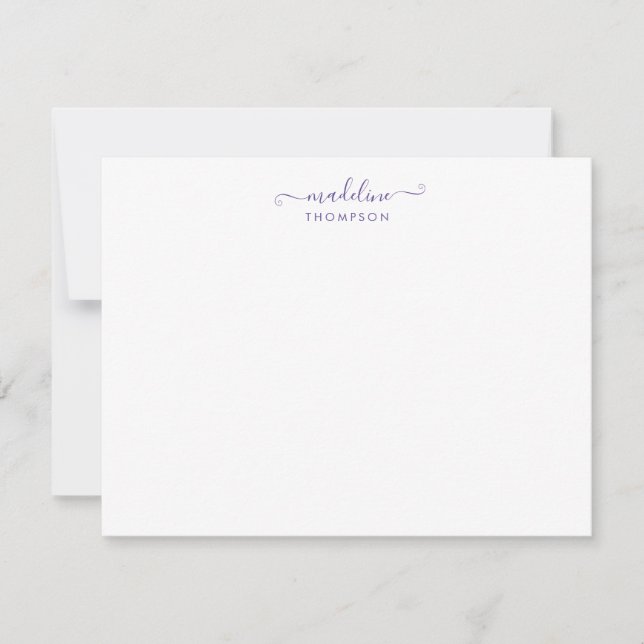 Elegant Girly Script Lila Violet Typography Anteckningskort (Framsida)