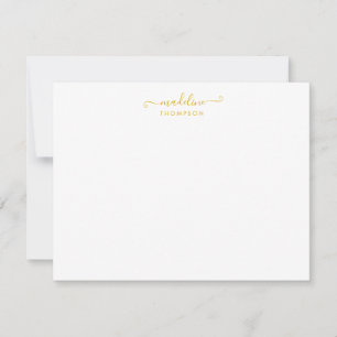 Elegant Girly Script Mustard Gult Typografi Anteckningskort