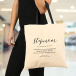Elegant Girly Script Stepmamma-citat Tygkasse<br><div class="desc">Anpassa din styvmamma att skapa en unik gåva. Ett perfekt sätt att visa henne hur fantastisk hon är varje dag. Designad av Thisisnotme©</div>