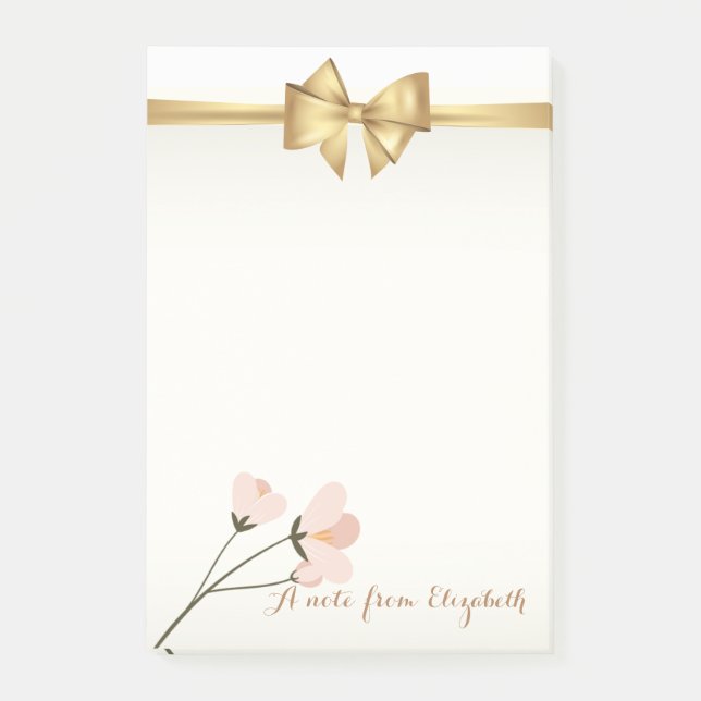 Elegant Girly-Snyggt,Bow,Flower Post-it Block (Framsida)