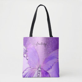 Elegant Girly Snyggt Lila Butterfly Tote Bag Tygkasse