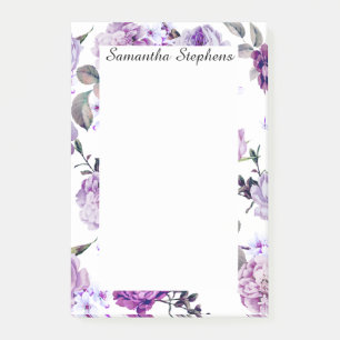 Elegant Girly Violet Lilac Lila blommor Post-it Block