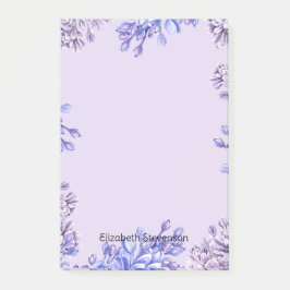 Elegant Girly Watercolor Lila Lilac Flowers Namn Post-it Block