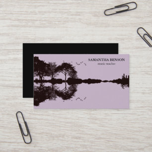 Elegant gitarr sjö skugga landskap musik kärlek visitkort