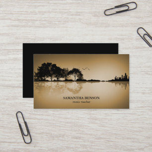 Elegant gitarr sjö skugga landskap musik kärlek visitkort