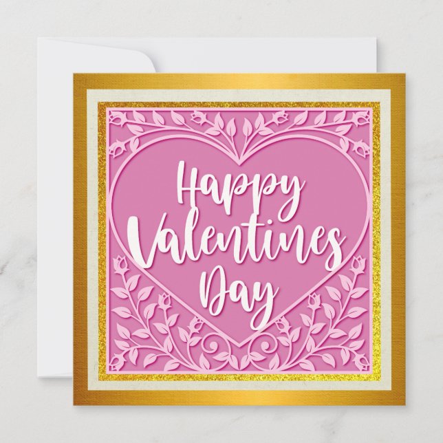 Elegant Glad Alla hjärtans dag | Guld och Rosa (Framsida)