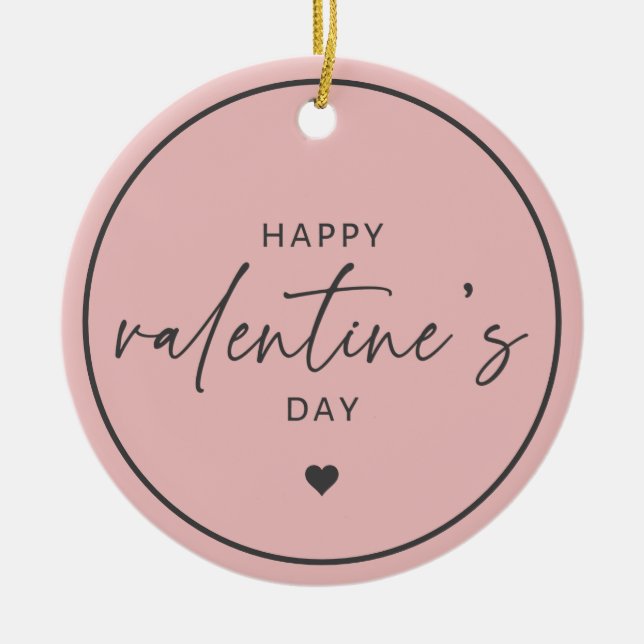 Elegant Glad Alla hjärtans dag  Rosa Julgransprydnad Keramik (Framsidan)