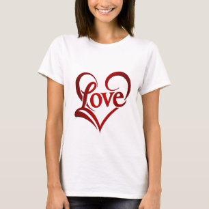 Elegant Glad Alla Hjärtans Dag Rött Hjärtat Vitt T Shirt