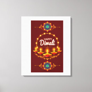 Elegant Glad Diwali Mandala Välkomst Design Canvastryck