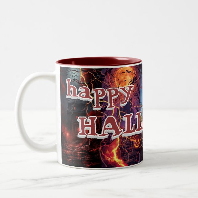 Elegant Glad Halloween Spökhus Två-Tonad Mugg (Vänster)