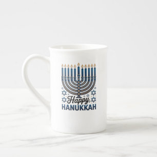 Elegant Glad Hanukka-judisk högtids konst Benporslin Mugg