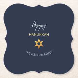 Elegant Glad Hanukkah Guld Davidstjärna Underlägg Papper