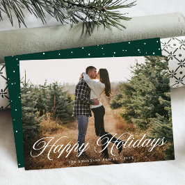 Elegant Glad helg Calligraphy Grönt Photo Julkort