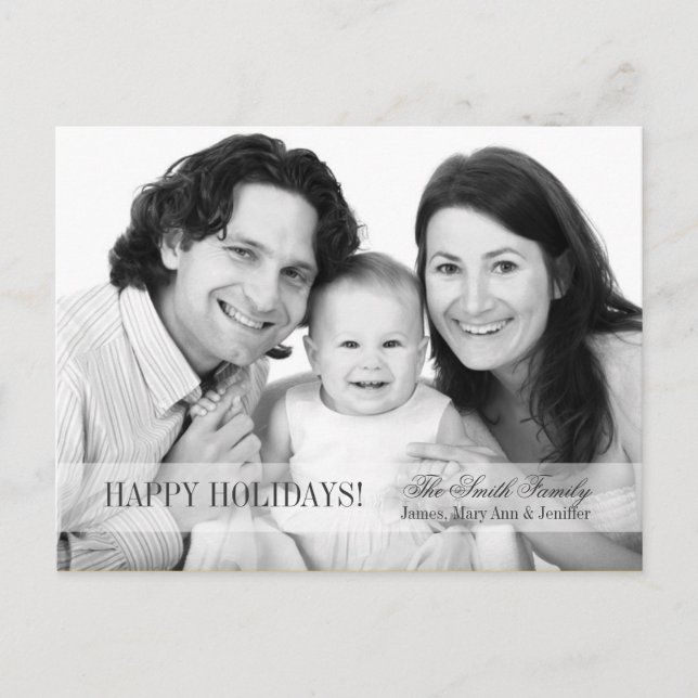 Elegant Glad helg Family Photo Grått (Framsida)