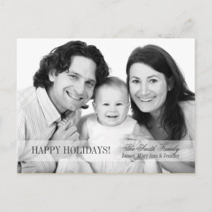 Elegant Glad helg Family Photo Grått Vykort