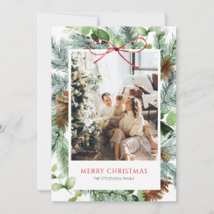 Elegant Glad helg Greenery Photo Julkort