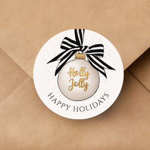 Elegant Glad helg jul Bauble Runt Klistermärke