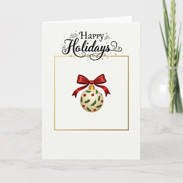 Elegant Glad helg Ornament Card Kort (Framsida)