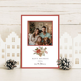 Elegant Glad helg Poinsettia Photo Julkort