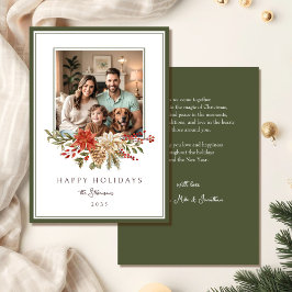 Elegant Glad helg Poinsettia Photo Julkort