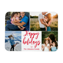 elegant glad helg red 4-fotokollage magnet