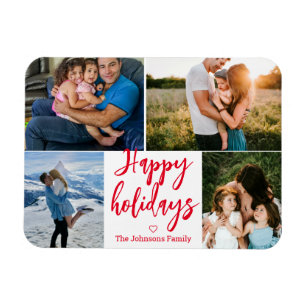 elegant glad helg red 4-fotokollage magnet