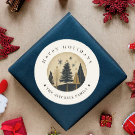 Elegant GLAD HELG Warm Guld Gräs skogen i Runt Klistermärke