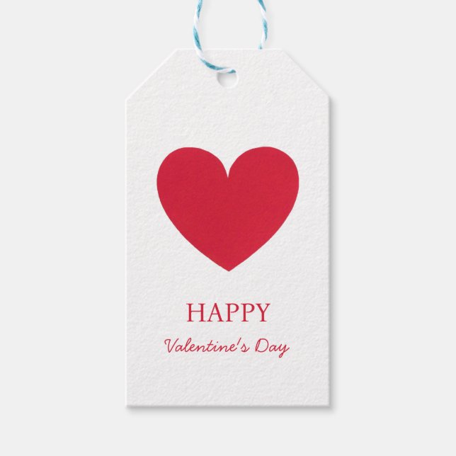 Elegant Glad hjärtans dag Rött hjärta på vitt Presentetikett (Framsidan)