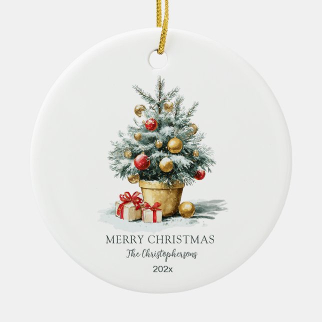 Elegant Glad Jul Gran Julgransprydnad Keramik (Framsidan)