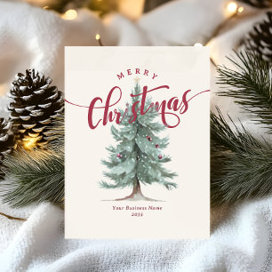 Elegant Glad Jul Träd Skript Företag Logo Julkort